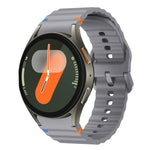 Correia de relógio em silicone com padrão ondulado e costura, para Samsung Galaxy Watch 7 40 / 44mm, para Samsung Galaxy Watch 6 Classic, para Samsung Galaxy Watch 6 40 / 44mm, para Samsung Galaxy Watch 5 40 / 44mm