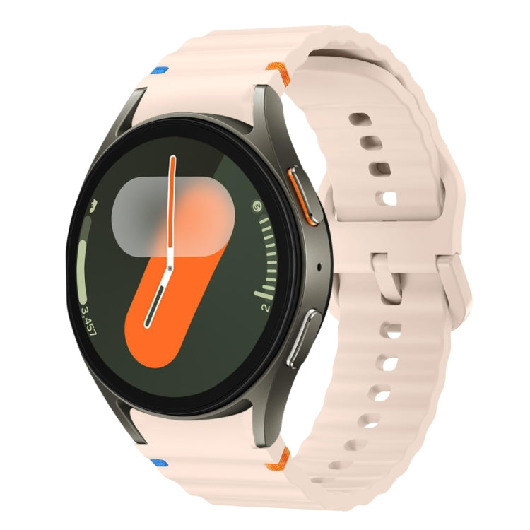 Correia de relógio em silicone com padrão ondulado e costura, para Samsung Galaxy Watch 7 40 / 44mm, para Samsung Galaxy Watch 6 Classic, para Samsung Galaxy Watch 6 40 / 44mm, para Samsung Galaxy Watch 5 40 / 44mm