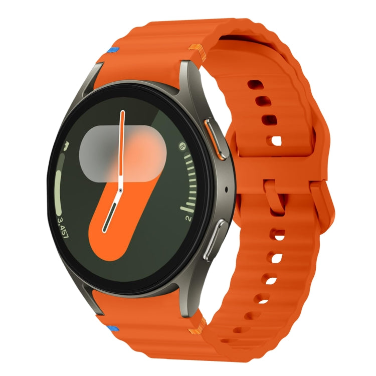 Correia de relógio em silicone com padrão ondulado e costura, para Samsung Galaxy Watch 7 40 / 44mm, para Samsung Galaxy Watch 6 Classic, para Samsung Galaxy Watch 6 40 / 44mm, para Samsung Galaxy Watch 5 40 / 44mm