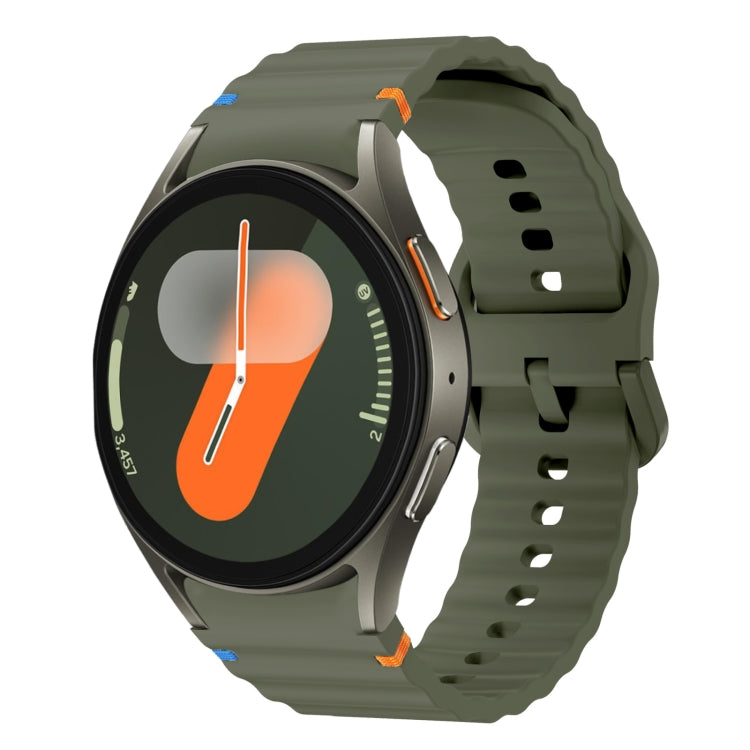 Correia de relógio em silicone com padrão ondulado e costura, para Samsung Galaxy Watch 7 40 / 44mm, para Samsung Galaxy Watch 6 Classic, para Samsung Galaxy Watch 6 40 / 44mm, para Samsung Galaxy Watch 5 40 / 44mm