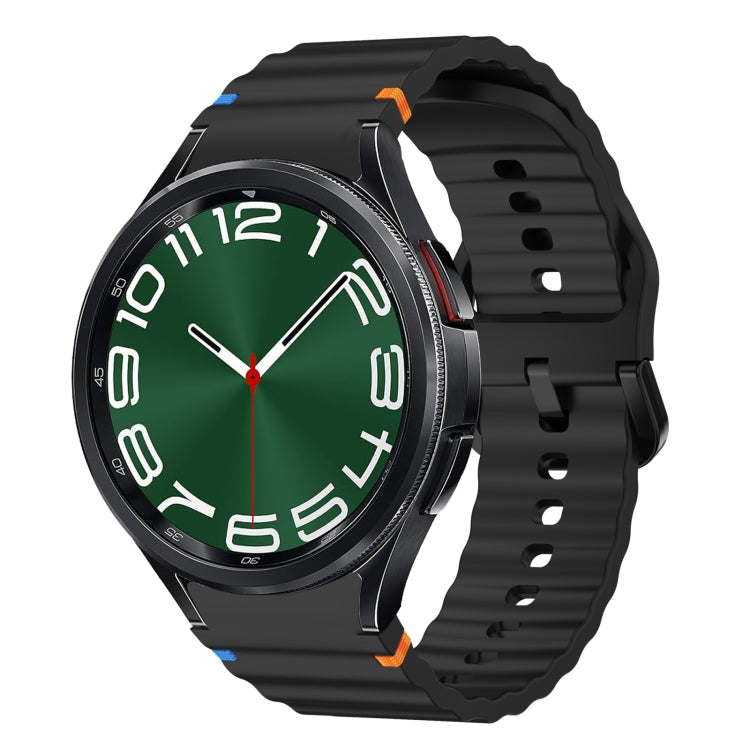 Correia de relógio em silicone com padrão ondulado e costura, para Samsung Galaxy Watch 7 40 / 44mm, para Samsung Galaxy Watch 6 Classic, para Samsung Galaxy Watch 6 40 / 44mm, para Samsung Galaxy Watch 5 40 / 44mm