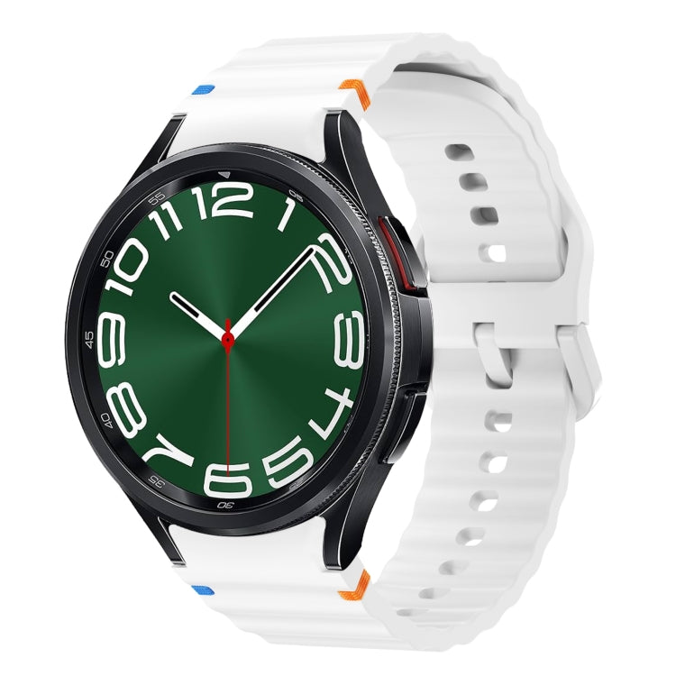 Correia de relógio em silicone com padrão ondulado e costura, para Samsung Galaxy Watch 7 40 / 44mm, para Samsung Galaxy Watch 6 Classic, para Samsung Galaxy Watch 6 40 / 44mm, para Samsung Galaxy Watch 5 40 / 44mm