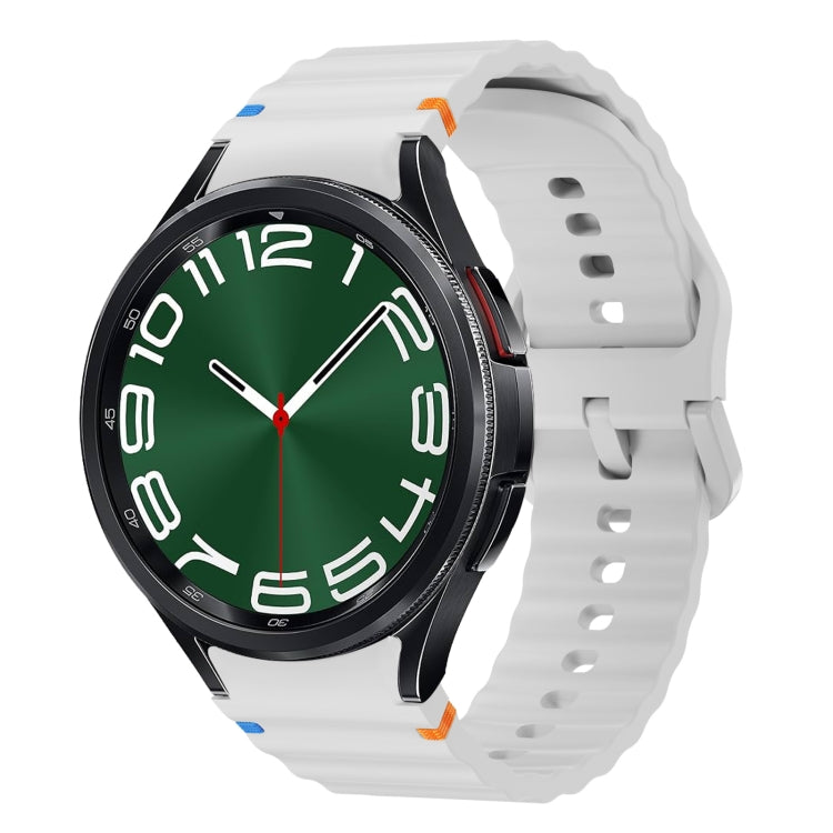 Correia de relógio em silicone com padrão ondulado e costura, para Samsung Galaxy Watch 7 40 / 44mm, para Samsung Galaxy Watch 6 Classic, para Samsung Galaxy Watch 6 40 / 44mm, para Samsung Galaxy Watch 5 40 / 44mm