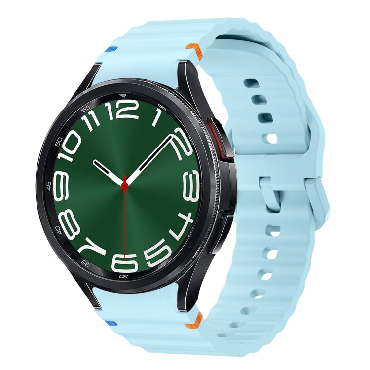Correia de relógio em silicone com padrão ondulado e costura, para Samsung Galaxy Watch 7 40 / 44mm, para Samsung Galaxy Watch 6 Classic, para Samsung Galaxy Watch 6 40 / 44mm, para Samsung Galaxy Watch 5 40 / 44mm