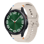 Correia de relógio em silicone com padrão ondulado e costura, para Samsung Galaxy Watch 7 40 / 44mm, para Samsung Galaxy Watch 6 Classic, para Samsung Galaxy Watch 6 40 / 44mm, para Samsung Galaxy Watch 5 40 / 44mm