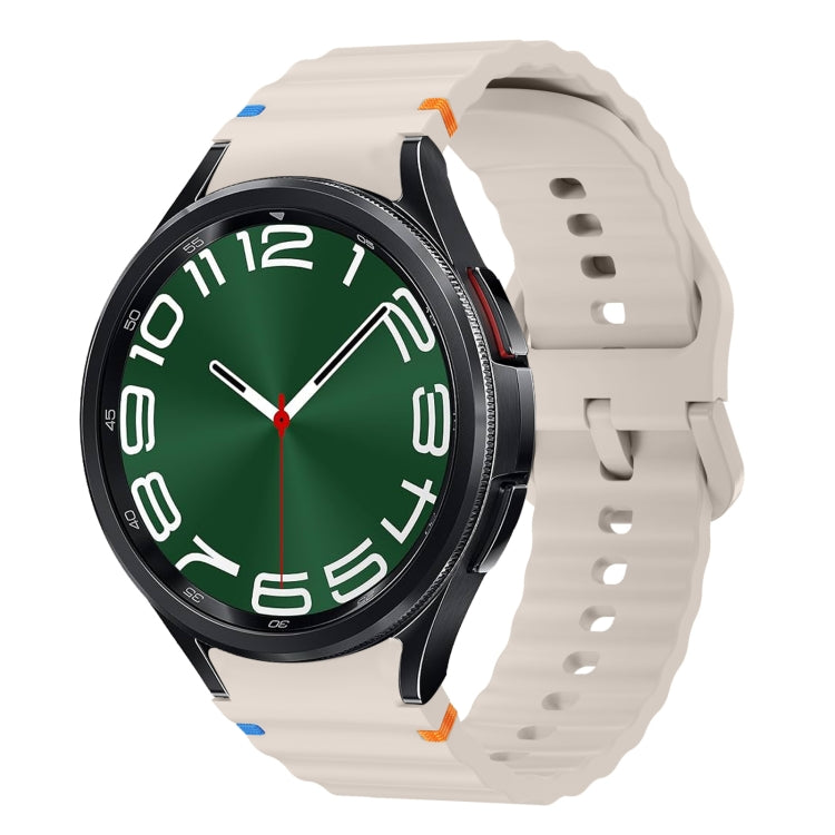 Correia de relógio em silicone com padrão ondulado e costura, para Samsung Galaxy Watch 7 40 / 44mm, para Samsung Galaxy Watch 6 Classic, para Samsung Galaxy Watch 6 40 / 44mm, para Samsung Galaxy Watch 5 40 / 44mm
