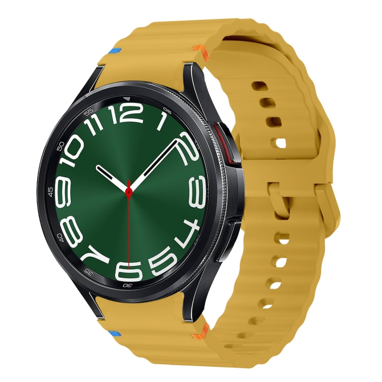 Correia de relógio em silicone com padrão ondulado e costura, para Samsung Galaxy Watch 7 40 / 44mm, para Samsung Galaxy Watch 6 Classic, para Samsung Galaxy Watch 6 40 / 44mm, para Samsung Galaxy Watch 5 40 / 44mm
