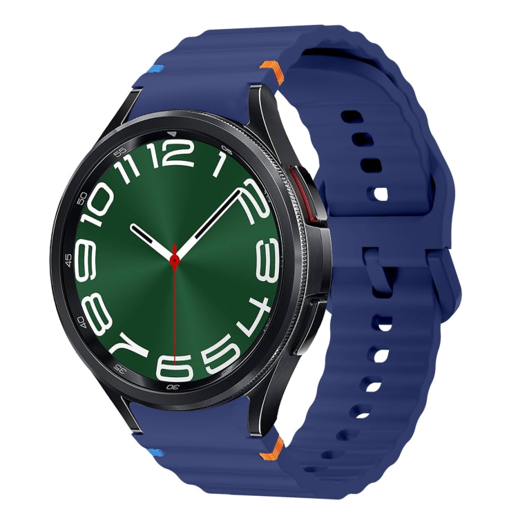 Correia de relógio em silicone com padrão ondulado e costura, para Samsung Galaxy Watch 7 40 / 44mm, para Samsung Galaxy Watch 6 Classic, para Samsung Galaxy Watch 6 40 / 44mm, para Samsung Galaxy Watch 5 40 / 44mm