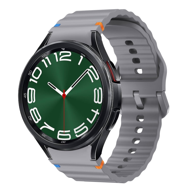 Correia de relógio em silicone com padrão ondulado e costura, para Samsung Galaxy Watch 7 40 / 44mm, para Samsung Galaxy Watch 6 Classic, para Samsung Galaxy Watch 6 40 / 44mm, para Samsung Galaxy Watch 5 40 / 44mm