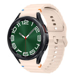 Correia de relógio em silicone com padrão ondulado e costura, para Samsung Galaxy Watch 7 40 / 44mm, para Samsung Galaxy Watch 6 Classic, para Samsung Galaxy Watch 6 40 / 44mm, para Samsung Galaxy Watch 5 40 / 44mm