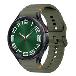 Correia de relógio em silicone com padrão ondulado e costura, para Samsung Galaxy Watch 7 40 / 44mm, para Samsung Galaxy Watch 6 Classic, para Samsung Galaxy Watch 6 40 / 44mm, para Samsung Galaxy Watch 5 40 / 44mm