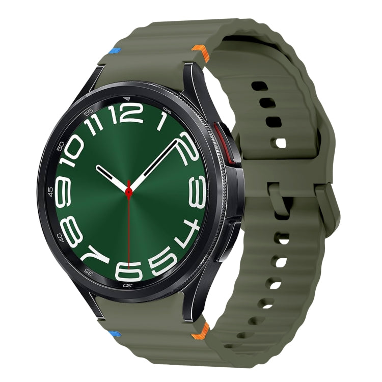 Correia de relógio em silicone com padrão ondulado e costura, para Samsung Galaxy Watch 7 40 / 44mm, para Samsung Galaxy Watch 6 Classic, para Samsung Galaxy Watch 6 40 / 44mm, para Samsung Galaxy Watch 5 40 / 44mm