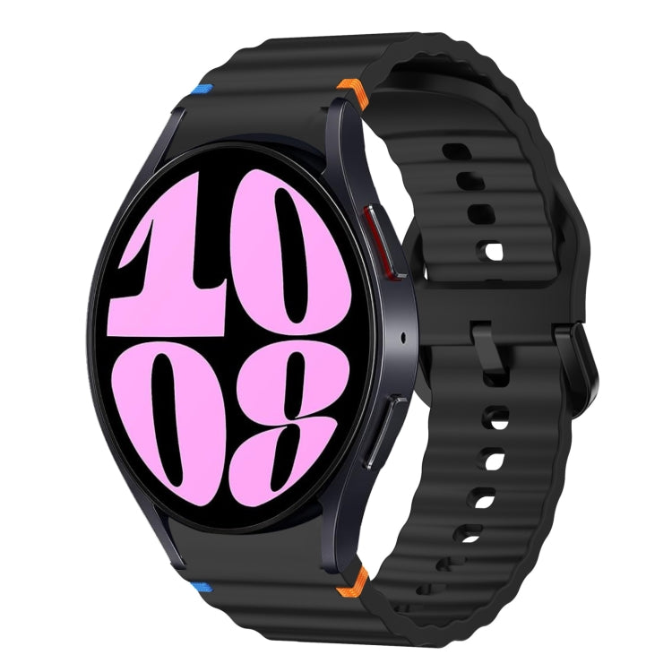 Correia de relógio em silicone com padrão ondulado e costura, para Samsung Galaxy Watch 7 40 / 44mm, para Samsung Galaxy Watch 6 Classic, para Samsung Galaxy Watch 6 40 / 44mm, para Samsung Galaxy Watch 5 40 / 44mm