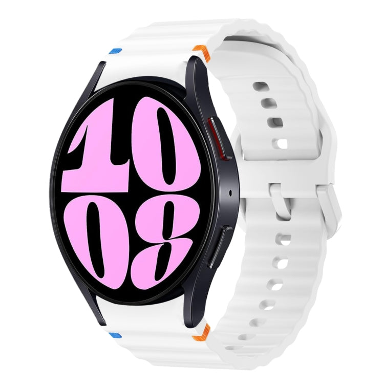 Correia de relógio em silicone com padrão ondulado e costura, para Samsung Galaxy Watch 7 40 / 44mm, para Samsung Galaxy Watch 6 Classic, para Samsung Galaxy Watch 6 40 / 44mm, para Samsung Galaxy Watch 5 40 / 44mm