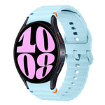 Correia de relógio em silicone com padrão ondulado e costura, para Samsung Galaxy Watch 7 40 / 44mm, para Samsung Galaxy Watch 6 Classic, para Samsung Galaxy Watch 6 40 / 44mm, para Samsung Galaxy Watch 5 40 / 44mm