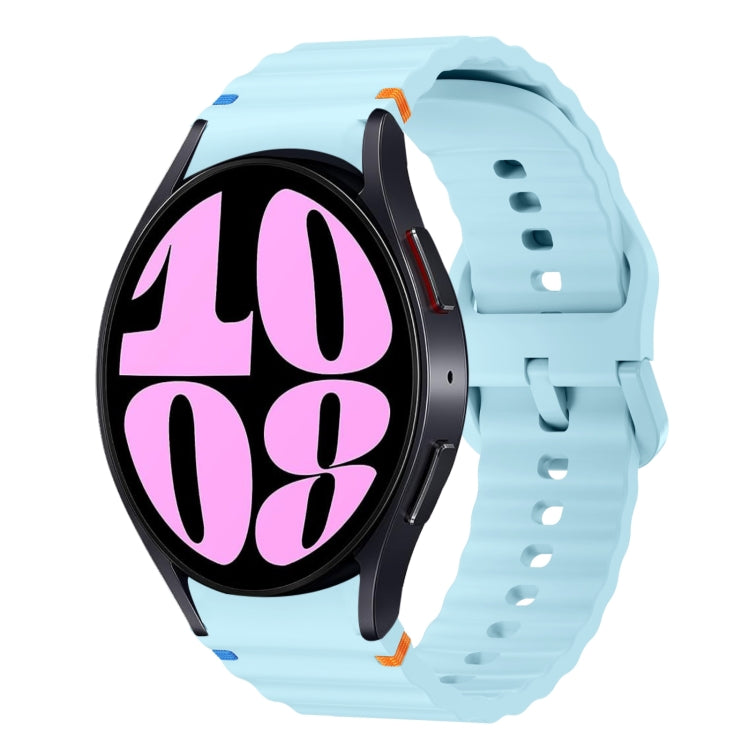 Correia de relógio em silicone com padrão ondulado e costura, para Samsung Galaxy Watch 7 40 / 44mm, para Samsung Galaxy Watch 6 Classic, para Samsung Galaxy Watch 6 40 / 44mm, para Samsung Galaxy Watch 5 40 / 44mm