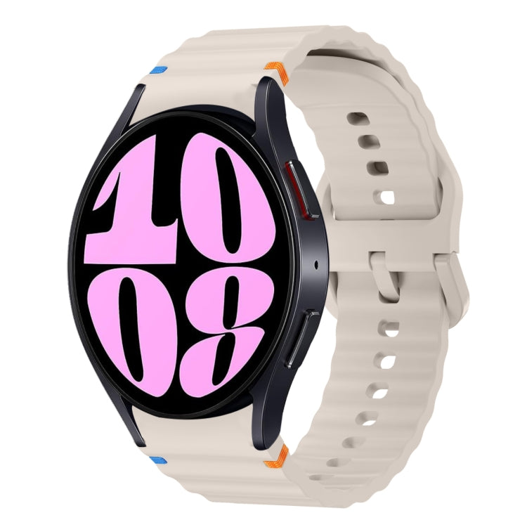 Correia de relógio em silicone com padrão ondulado e costura, para Samsung Galaxy Watch 7 40 / 44mm, para Samsung Galaxy Watch 6 Classic, para Samsung Galaxy Watch 6 40 / 44mm, para Samsung Galaxy Watch 5 40 / 44mm