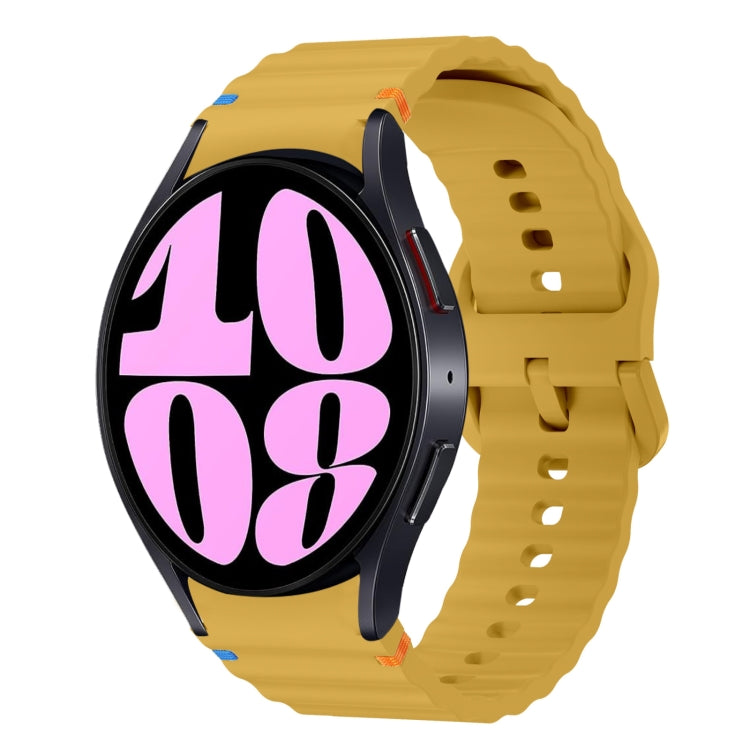 Correia de relógio em silicone com padrão ondulado e costura, para Samsung Galaxy Watch 7 40 / 44mm, para Samsung Galaxy Watch 6 Classic, para Samsung Galaxy Watch 6 40 / 44mm, para Samsung Galaxy Watch 5 40 / 44mm