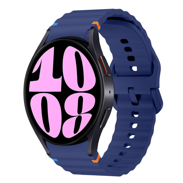 Correia de relógio em silicone com padrão ondulado e costura, para Samsung Galaxy Watch 7 40 / 44mm, para Samsung Galaxy Watch 6 Classic, para Samsung Galaxy Watch 6 40 / 44mm, para Samsung Galaxy Watch 5 40 / 44mm