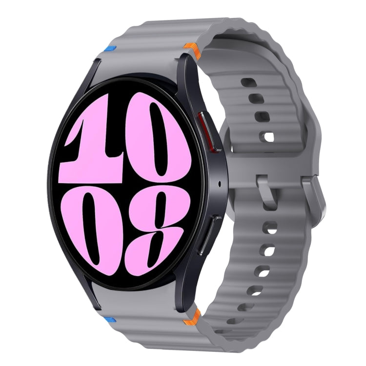 Correia de relógio em silicone com padrão ondulado e costura, para Samsung Galaxy Watch 7 40 / 44mm, para Samsung Galaxy Watch 6 Classic, para Samsung Galaxy Watch 6 40 / 44mm, para Samsung Galaxy Watch 5 40 / 44mm