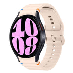 Correia de relógio em silicone com padrão ondulado e costura, para Samsung Galaxy Watch 7 40 / 44mm, para Samsung Galaxy Watch 6 Classic, para Samsung Galaxy Watch 6 40 / 44mm, para Samsung Galaxy Watch 5 40 / 44mm