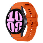 Correia de relógio em silicone com padrão ondulado e costura, para Samsung Galaxy Watch 7 40 / 44mm, para Samsung Galaxy Watch 6 Classic, para Samsung Galaxy Watch 6 40 / 44mm, para Samsung Galaxy Watch 5 40 / 44mm
