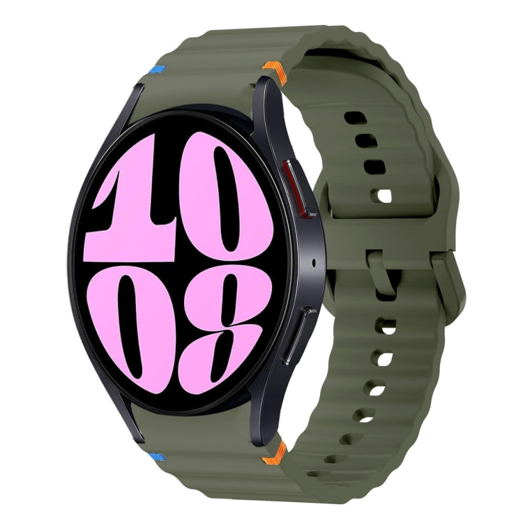 Correia de relógio em silicone com padrão ondulado e costura, para Samsung Galaxy Watch 7 40 / 44mm, para Samsung Galaxy Watch 6 Classic, para Samsung Galaxy Watch 6 40 / 44mm, para Samsung Galaxy Watch 5 40 / 44mm