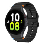 Correia de relógio em silicone com padrão ondulado e costura, para Samsung Galaxy Watch 7 40 / 44mm, para Samsung Galaxy Watch 6 Classic, para Samsung Galaxy Watch 6 40 / 44mm, para Samsung Galaxy Watch 5 40 / 44mm