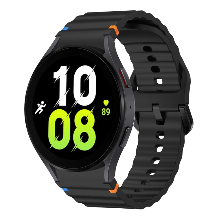 Correia de relógio em silicone com padrão ondulado e costura, para Samsung Galaxy Watch 7 40 / 44mm, para Samsung Galaxy Watch 6 Classic, para Samsung Galaxy Watch 6 40 / 44mm, para Samsung Galaxy Watch 5 40 / 44mm