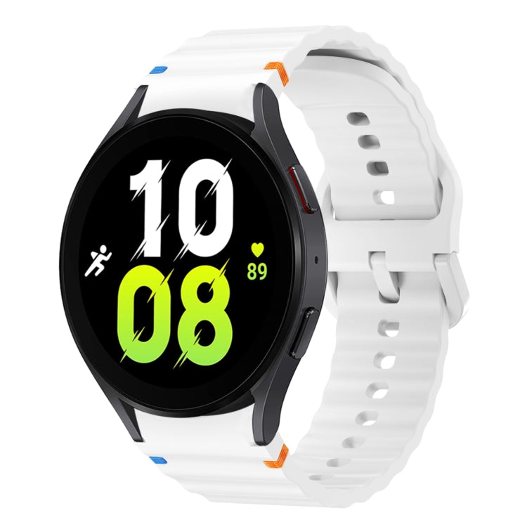 Correia de relógio em silicone com padrão ondulado e costura, para Samsung Galaxy Watch 7 40 / 44mm, para Samsung Galaxy Watch 6 Classic, para Samsung Galaxy Watch 6 40 / 44mm, para Samsung Galaxy Watch 5 40 / 44mm