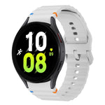 Correia de relógio em silicone com padrão ondulado e costura, para Samsung Galaxy Watch 7 40 / 44mm, para Samsung Galaxy Watch 6 Classic, para Samsung Galaxy Watch 6 40 / 44mm, para Samsung Galaxy Watch 5 40 / 44mm