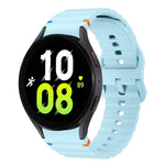 Correia de relógio em silicone com padrão ondulado e costura, para Samsung Galaxy Watch 7 40 / 44mm, para Samsung Galaxy Watch 6 Classic, para Samsung Galaxy Watch 6 40 / 44mm, para Samsung Galaxy Watch 5 40 / 44mm