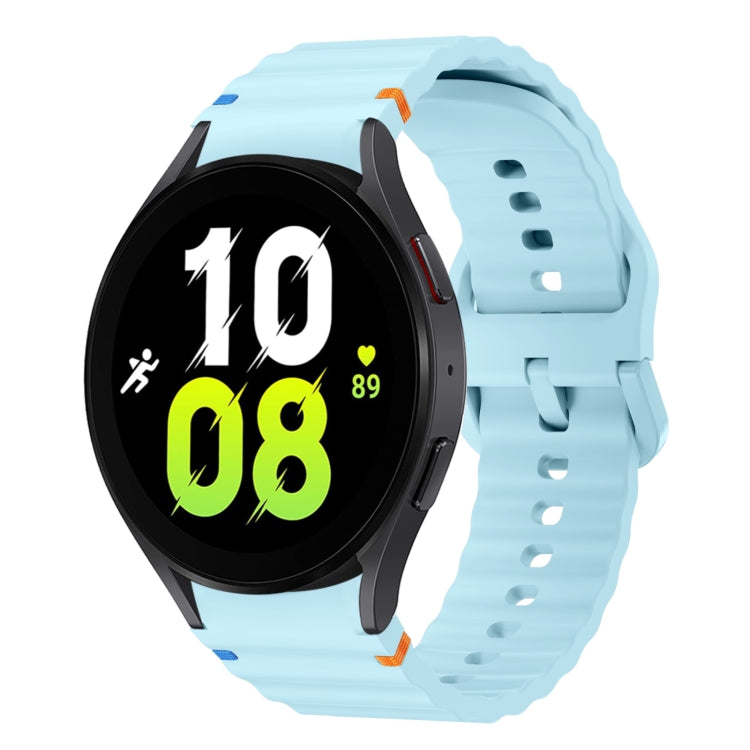 Correia de relógio em silicone com padrão ondulado e costura, para Samsung Galaxy Watch 7 40 / 44mm, para Samsung Galaxy Watch 6 Classic, para Samsung Galaxy Watch 6 40 / 44mm, para Samsung Galaxy Watch 5 40 / 44mm