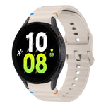 Correia de relógio em silicone com padrão ondulado e costura, para Samsung Galaxy Watch 7 40 / 44mm, para Samsung Galaxy Watch 6 Classic, para Samsung Galaxy Watch 6 40 / 44mm, para Samsung Galaxy Watch 5 40 / 44mm