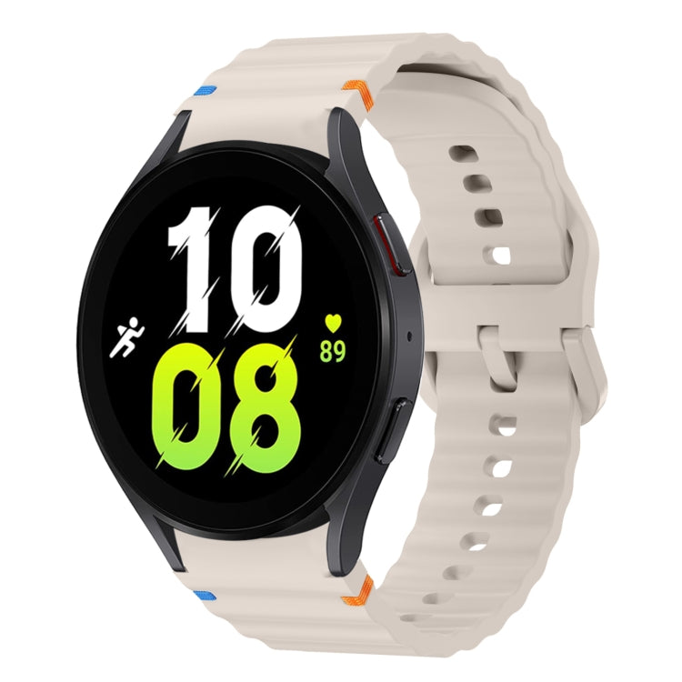 Correia de relógio em silicone com padrão ondulado e costura, para Samsung Galaxy Watch 7 40 / 44mm, para Samsung Galaxy Watch 6 Classic, para Samsung Galaxy Watch 6 40 / 44mm, para Samsung Galaxy Watch 5 40 / 44mm