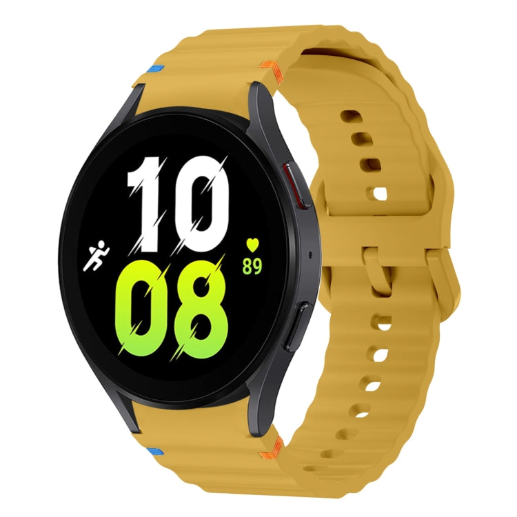 Correia de relógio em silicone com padrão ondulado e costura, para Samsung Galaxy Watch 7 40 / 44mm, para Samsung Galaxy Watch 6 Classic, para Samsung Galaxy Watch 6 40 / 44mm, para Samsung Galaxy Watch 5 40 / 44mm