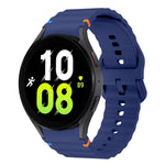Correia de relógio em silicone com padrão ondulado e costura, para Samsung Galaxy Watch 7 40 / 44mm, para Samsung Galaxy Watch 6 Classic, para Samsung Galaxy Watch 6 40 / 44mm, para Samsung Galaxy Watch 5 40 / 44mm
