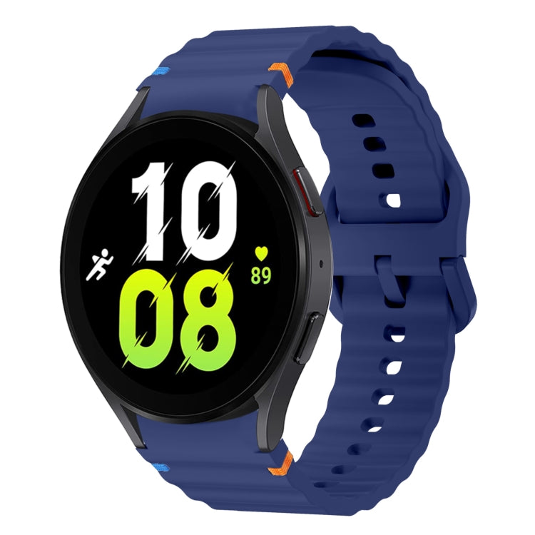 Correia de relógio em silicone com padrão ondulado e costura, para Samsung Galaxy Watch 7 40 / 44mm, para Samsung Galaxy Watch 6 Classic, para Samsung Galaxy Watch 6 40 / 44mm, para Samsung Galaxy Watch 5 40 / 44mm
