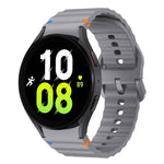 Correia de relógio em silicone com padrão ondulado e costura, para Samsung Galaxy Watch 7 40 / 44mm, para Samsung Galaxy Watch 6 Classic, para Samsung Galaxy Watch 6 40 / 44mm, para Samsung Galaxy Watch 5 40 / 44mm