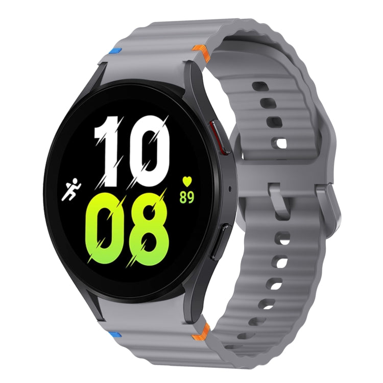 Correia de relógio em silicone com padrão ondulado e costura, para Samsung Galaxy Watch 7 40 / 44mm, para Samsung Galaxy Watch 6 Classic, para Samsung Galaxy Watch 6 40 / 44mm, para Samsung Galaxy Watch 5 40 / 44mm