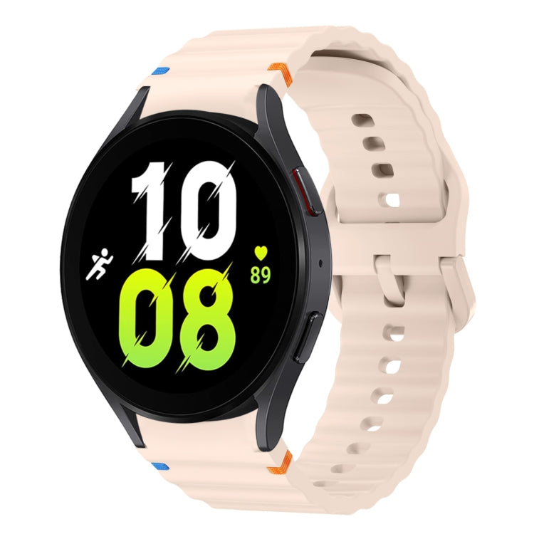 Correia de relógio em silicone com padrão ondulado e costura, para Samsung Galaxy Watch 7 40 / 44mm, para Samsung Galaxy Watch 6 Classic, para Samsung Galaxy Watch 6 40 / 44mm, para Samsung Galaxy Watch 5 40 / 44mm