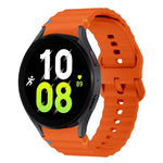 Correia de relógio em silicone com padrão ondulado e costura, para Samsung Galaxy Watch 7 40 / 44mm, para Samsung Galaxy Watch 6 Classic, para Samsung Galaxy Watch 6 40 / 44mm, para Samsung Galaxy Watch 5 40 / 44mm