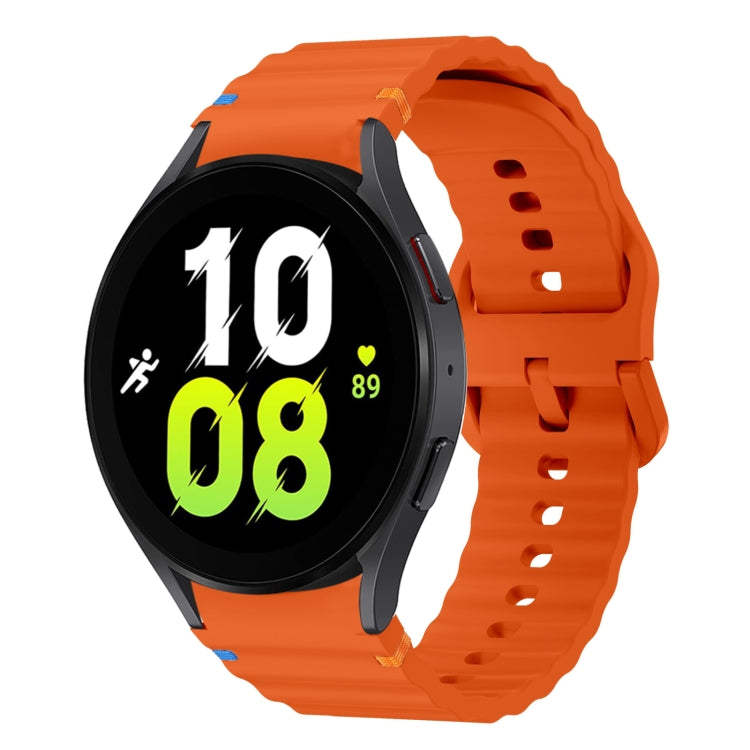 Correia de relógio em silicone com padrão ondulado e costura, para Samsung Galaxy Watch 7 40 / 44mm, para Samsung Galaxy Watch 6 Classic, para Samsung Galaxy Watch 6 40 / 44mm, para Samsung Galaxy Watch 5 40 / 44mm