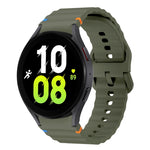 Correia de relógio em silicone com padrão ondulado e costura, para Samsung Galaxy Watch 7 40 / 44mm, para Samsung Galaxy Watch 6 Classic, para Samsung Galaxy Watch 6 40 / 44mm, para Samsung Galaxy Watch 5 40 / 44mm