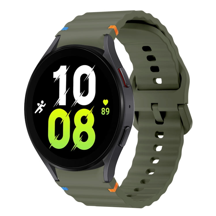 Correia de relógio em silicone com padrão ondulado e costura, para Samsung Galaxy Watch 7 40 / 44mm, para Samsung Galaxy Watch 6 Classic, para Samsung Galaxy Watch 6 40 / 44mm, para Samsung Galaxy Watch 5 40 / 44mm