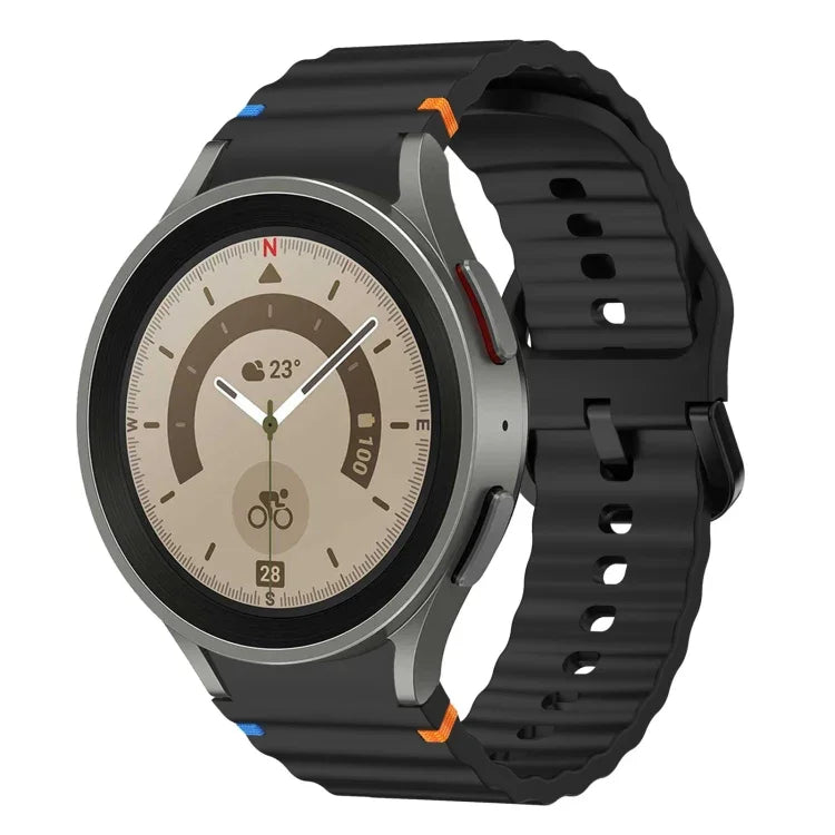 Correia de Relógio em Silicone com Padrão Ondulado e Costura, Para Samsung Galaxy Watch 5 Pro, Para Samsung Galaxy Watch 4 40 / 44mm, Para Samsung Galaxy Watch 4 Classic 42 / 46mm, Para Samsung Galaxy Watch3 41mm