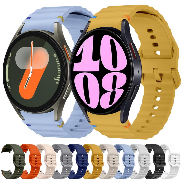 Correia de relógio em silicone com padrão ondulado e costura, para Samsung Galaxy Watch 7 40 / 44mm, para Samsung Galaxy Watch 6 Classic, para Samsung Galaxy Watch 6 40 / 44mm, para Samsung Galaxy Watch 5 40 / 44mm