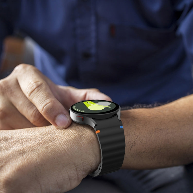Correia de relógio em silicone com padrão ondulado e costura, para Samsung Galaxy Watch 7 40 / 44mm, para Samsung Galaxy Watch 6 Classic, para Samsung Galaxy Watch 6 40 / 44mm, para Samsung Galaxy Watch 5 40 / 44mm