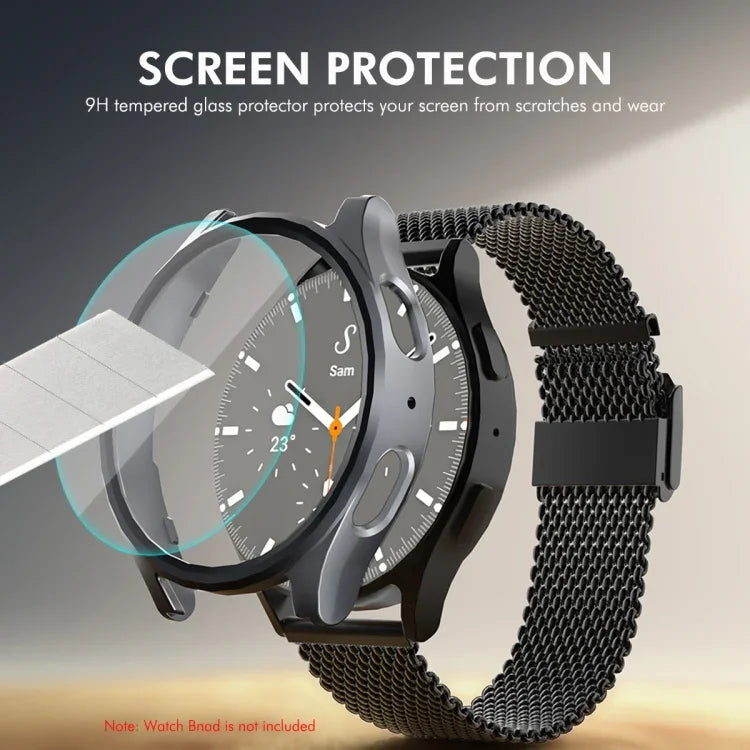ENKAY Hat-Prince Electroplated Hard PC Case + 0.2mm 9H Glass Screen Protector, For Samsung Galaxy Watch7 44mm, For Samsung Galaxy Watch7 40mm