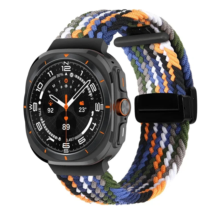 Correia de relógio trançada com fivela magnética dobrável para Samsung Galaxy Watch Ultra 47mm